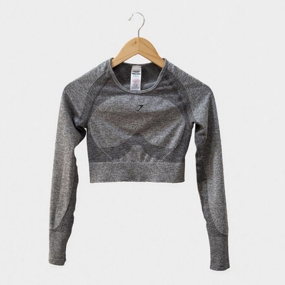 Gymshark Long Sleeve Grey Crop Top! Medium! - Picture 5 of 5